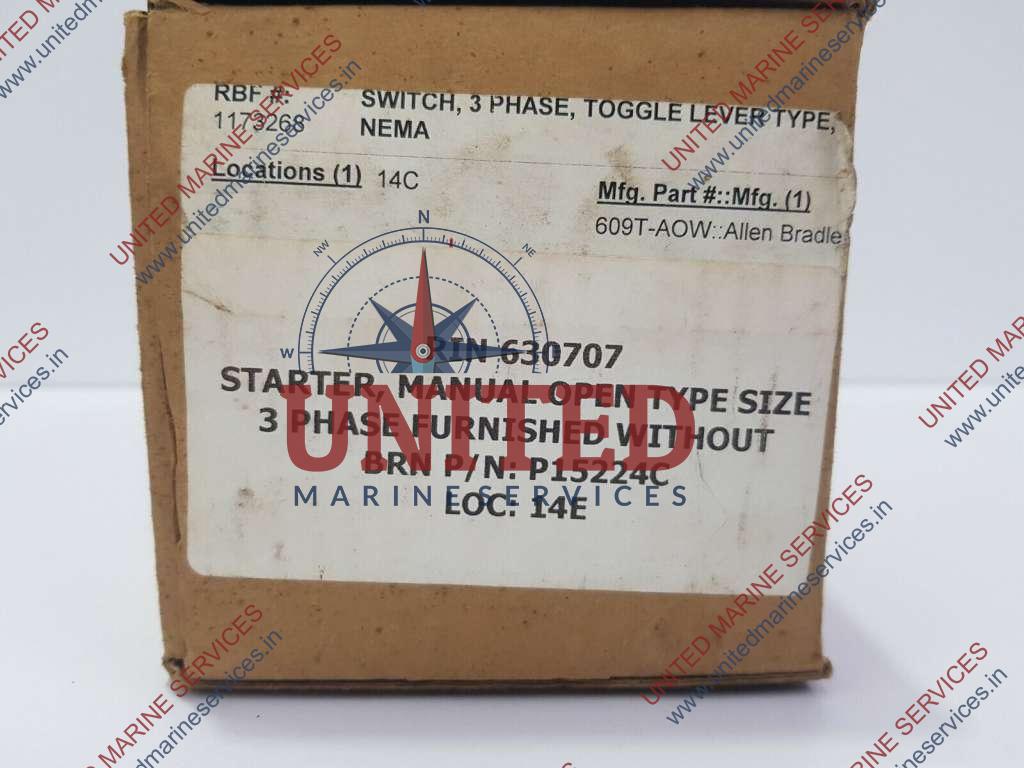 ALLEN BRADLEY MANUAL OPEN TYPE 3 PHASE STARTING SWITCH 609T-AOW SER G ...